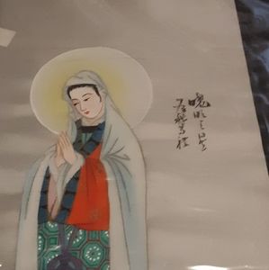 Original painting Japanese Madonna on silk